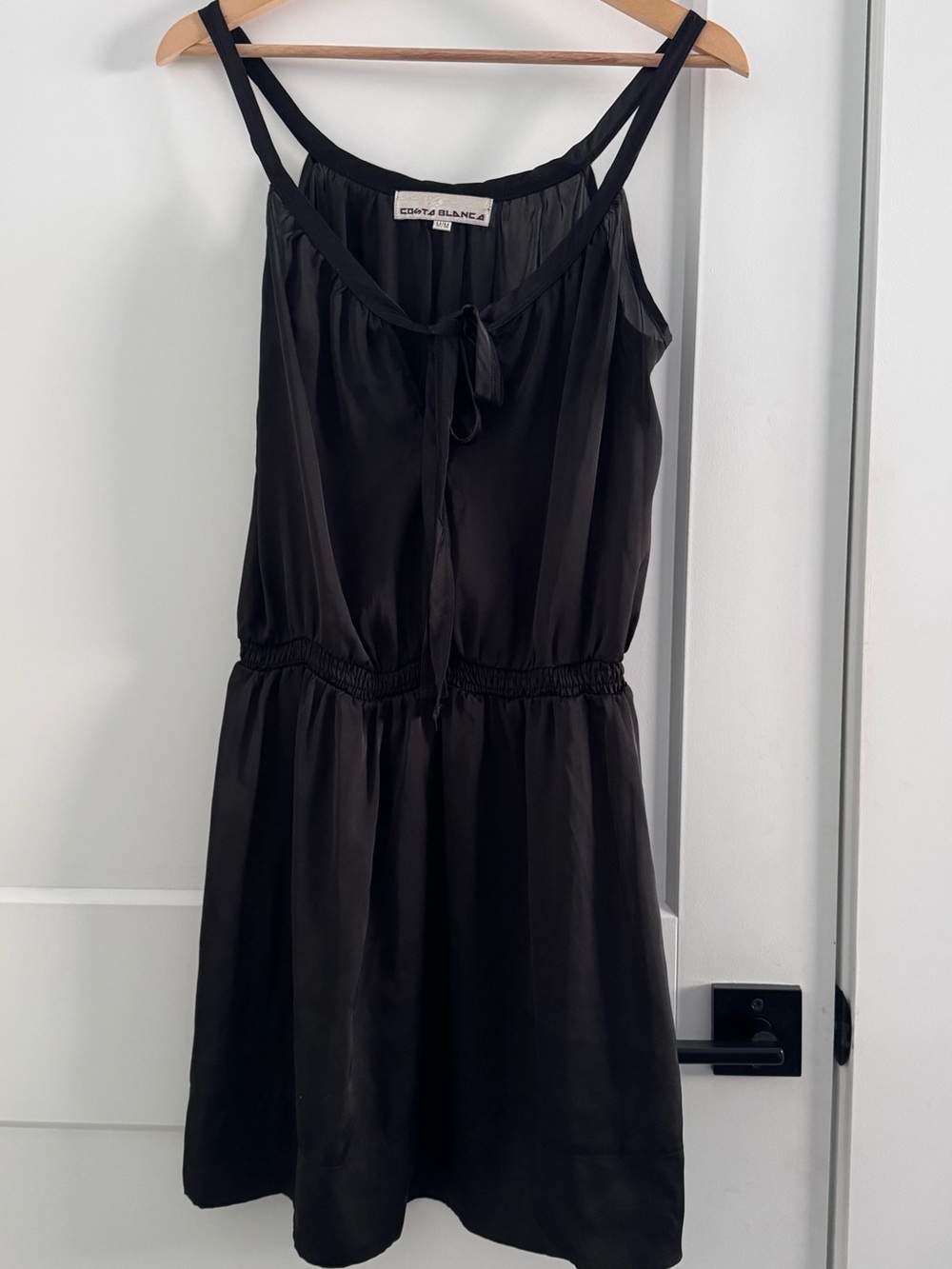 Costa Blanca Black Tie-Neck Mini Dress